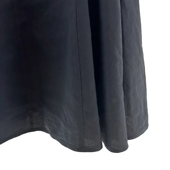 THEORY Kalsington Stretch Linen Blend A-line V-neck Sheath Dress • 6 • black - Picture 6 of 9